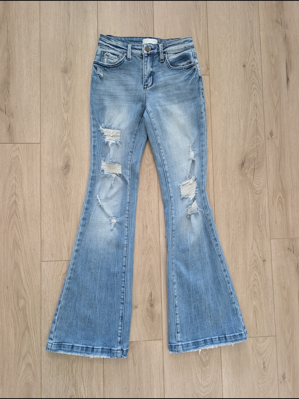Distressed Blue Flare Jeans for Women